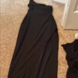 Black Evening Gown large slit cut out one shoulder top size small windsor